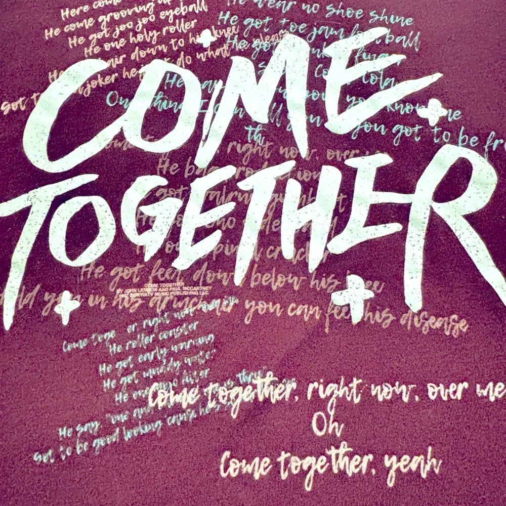 Lennon and McCartney Come together women’s thirty size small. Dark purple/wine